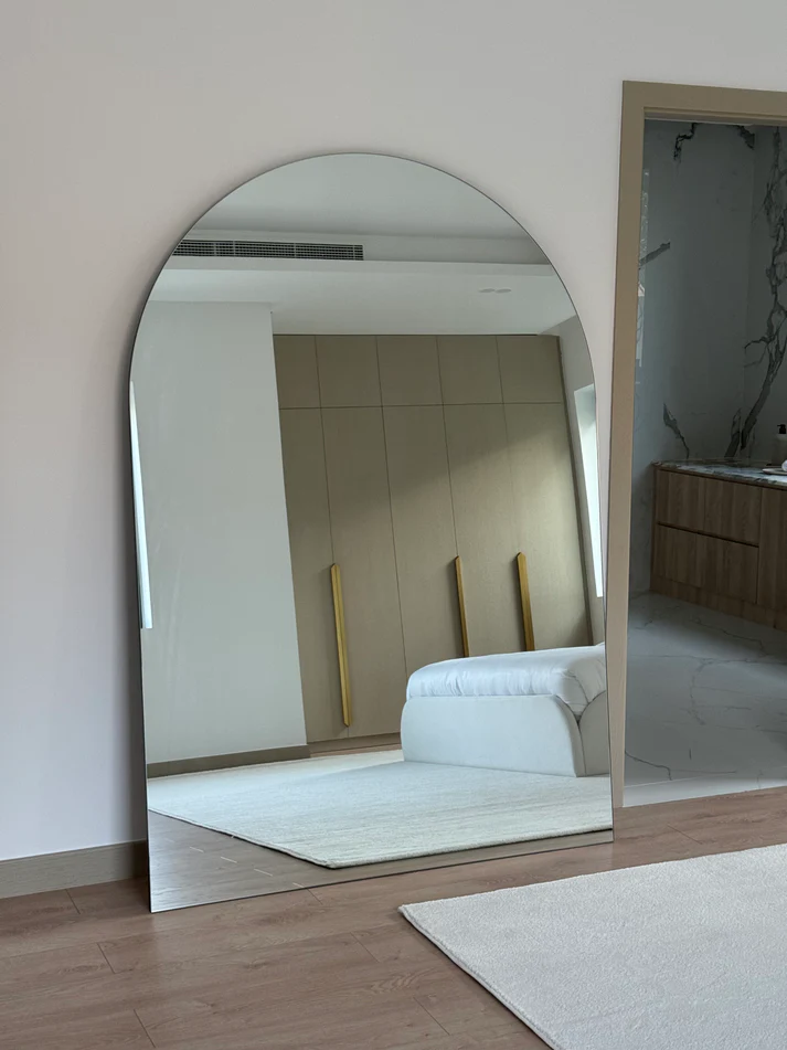 Arched Gold Leaning Mirror